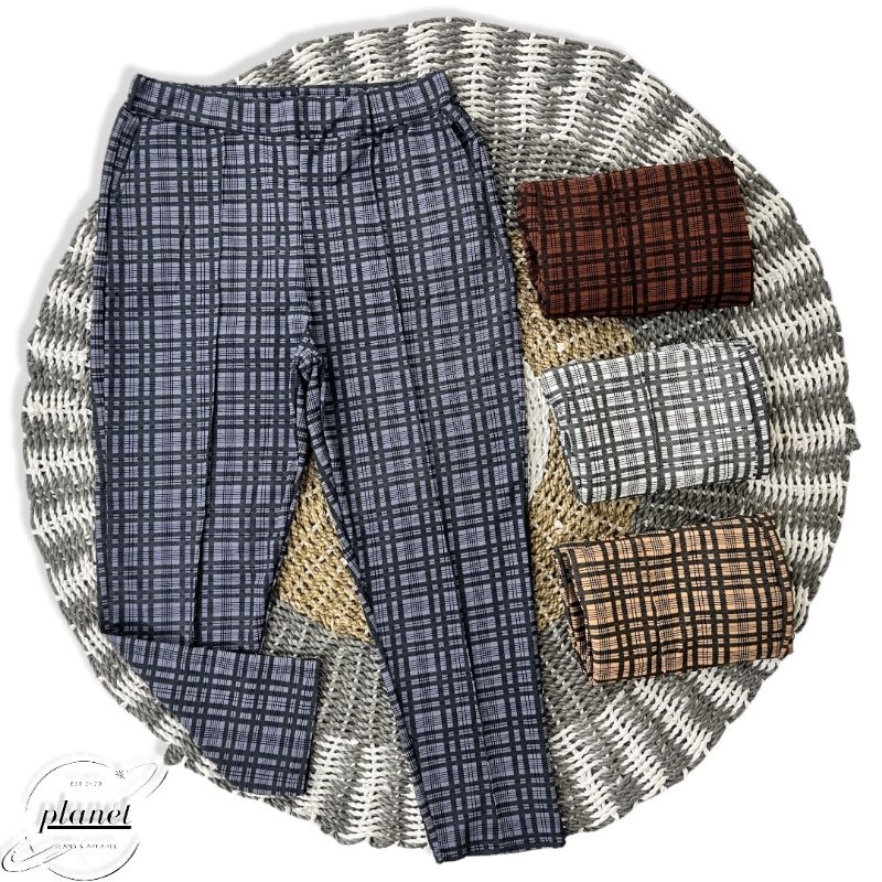 CELANA JUMBO KOTAK KOTAK WANITA MODEL TERBARU KAIN MELAR KARET TARTAN BIG SIZE TARTAN PANTS BAGGY TA