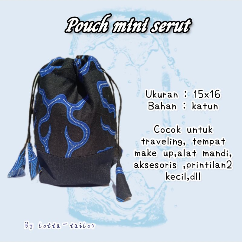 pouch mini serut,tempat kecil,pouch lucu,kain perca,kerajinan perca,tas serut,tempat aksesoris tempa
