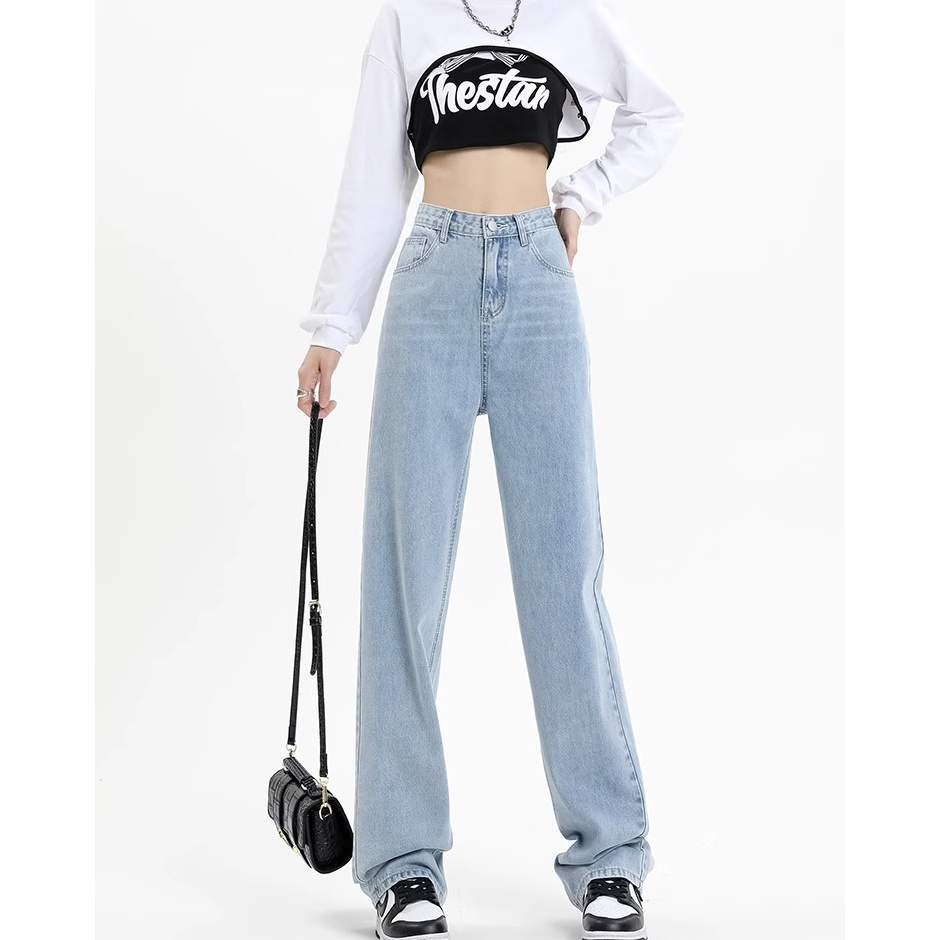 Lariz KodeJj8J3 Coco Trend Soul Jeans  Biru Muda Kulot Highwaist Celana Jeans Wanita