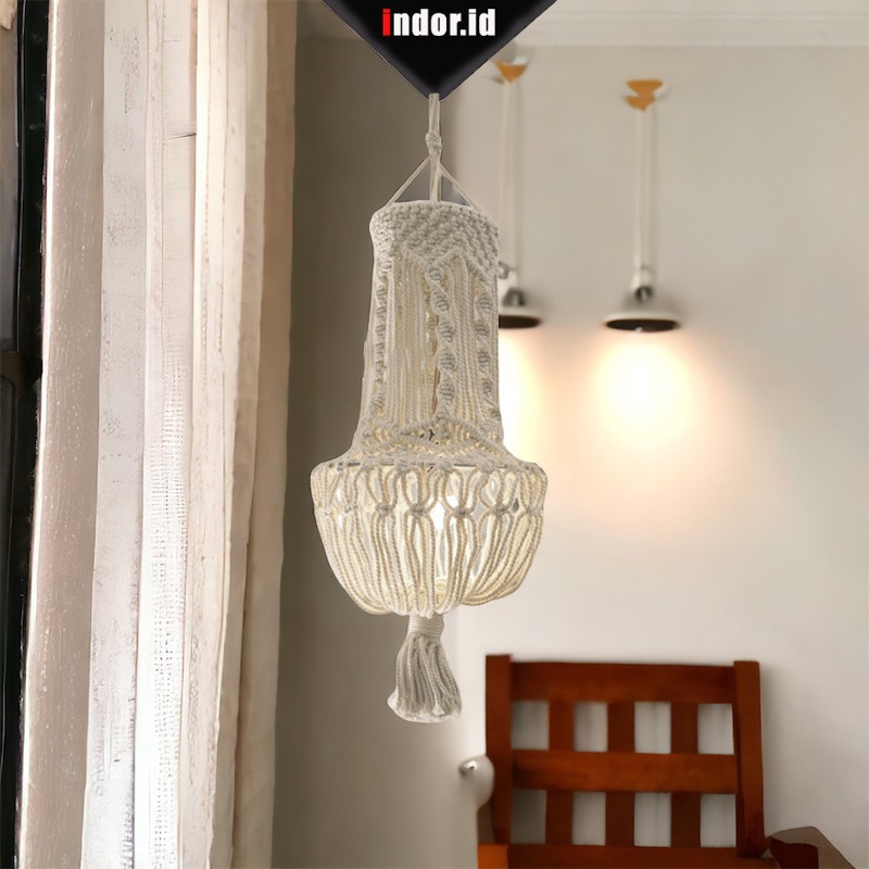Kap Lampu Hias Gantung Plafon - Cap Gantung Lamp Macrame Aesthetic - Hiasan Kap Lampu Gantung Teras