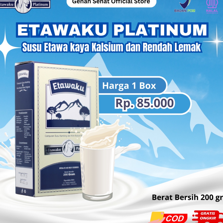 

PFFN762 MEGA SALE Etawaku Platinum Susu Kambing Etawa Krimer Nabati Bubuk Susu Kualitas Premium 1 Box