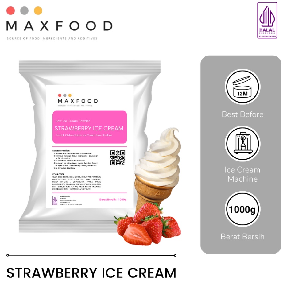 

NPKV1618 XC26619 1 KG STRAWBERRY SOFT SERVE ICE CREAM BUBUK ES KRIM STROBERI