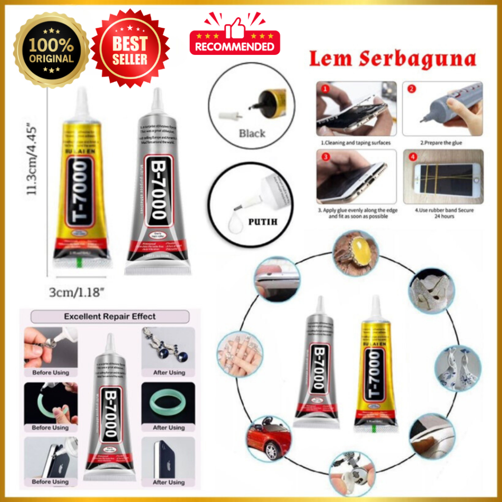 [KANTAN] Lem LCD Touchscreen 15ml T-7000 Hitam Bening Lem Perhiasan Serbaguna