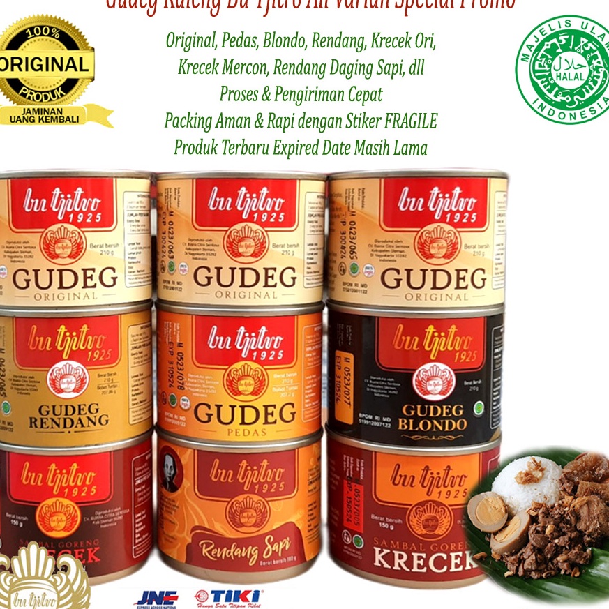 

LYRR925 ORIGINAL Gudeg Kaleng Bu Tjitro All Varian Special Promo Free Bubble Wrap