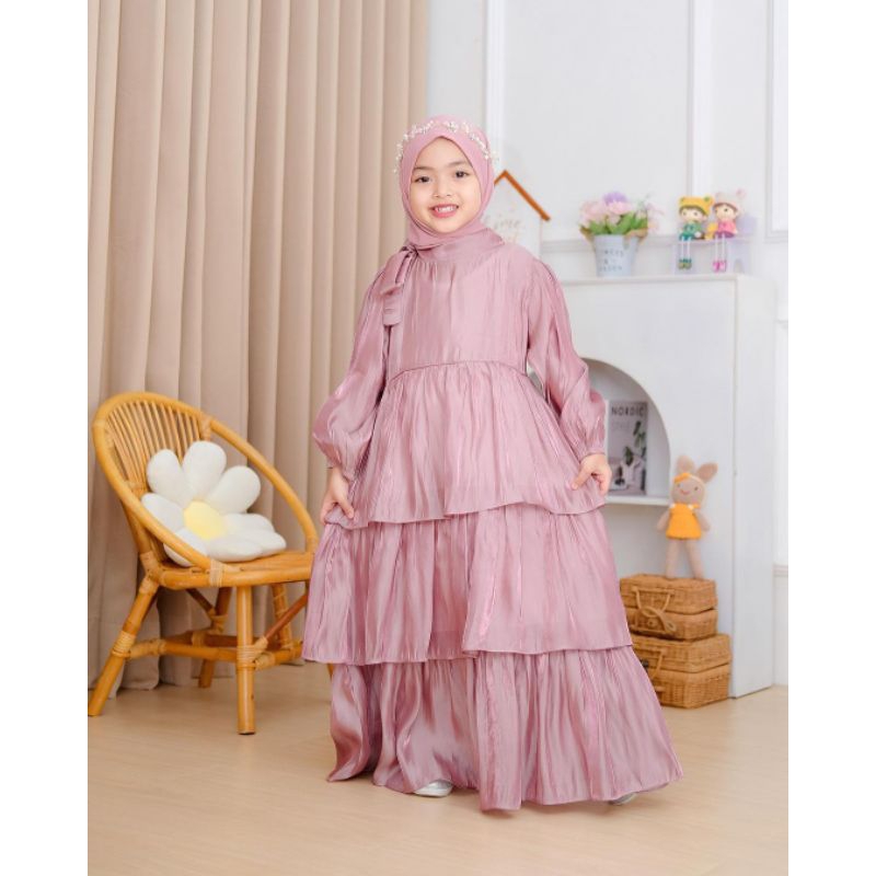 Mermaid dress shimmer gamis muslim anak perempuan bahan shimmer silk premium usia 10-15 tahun gamis 