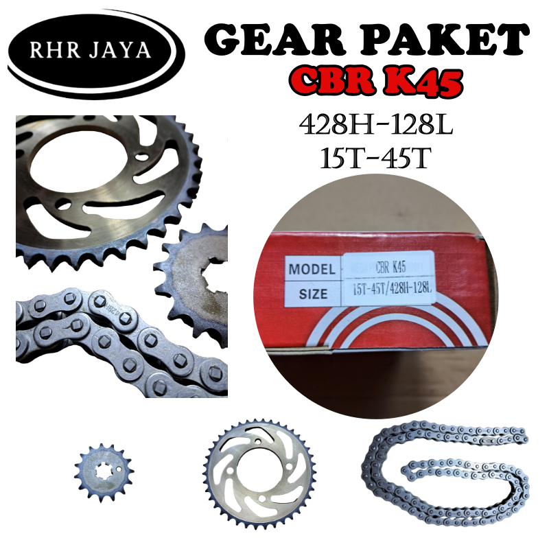 Gear Paket CBR K45 Sepuh Bakar Rantai Tebal Tipe H 15T-45T