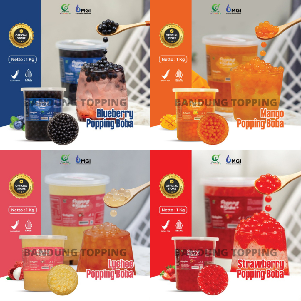 

Popping boba topping minuman terlaris kemasan 1kg