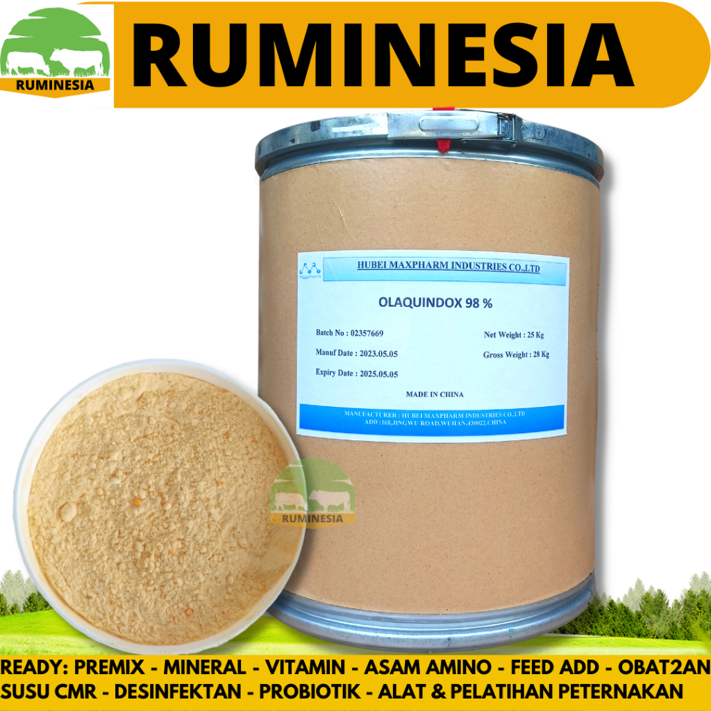 OLAQUINDOX 98% 1 KG - AGP Broiler Ayam Pedaging Layer Petelur Babi Pemacu Pertumbuhan