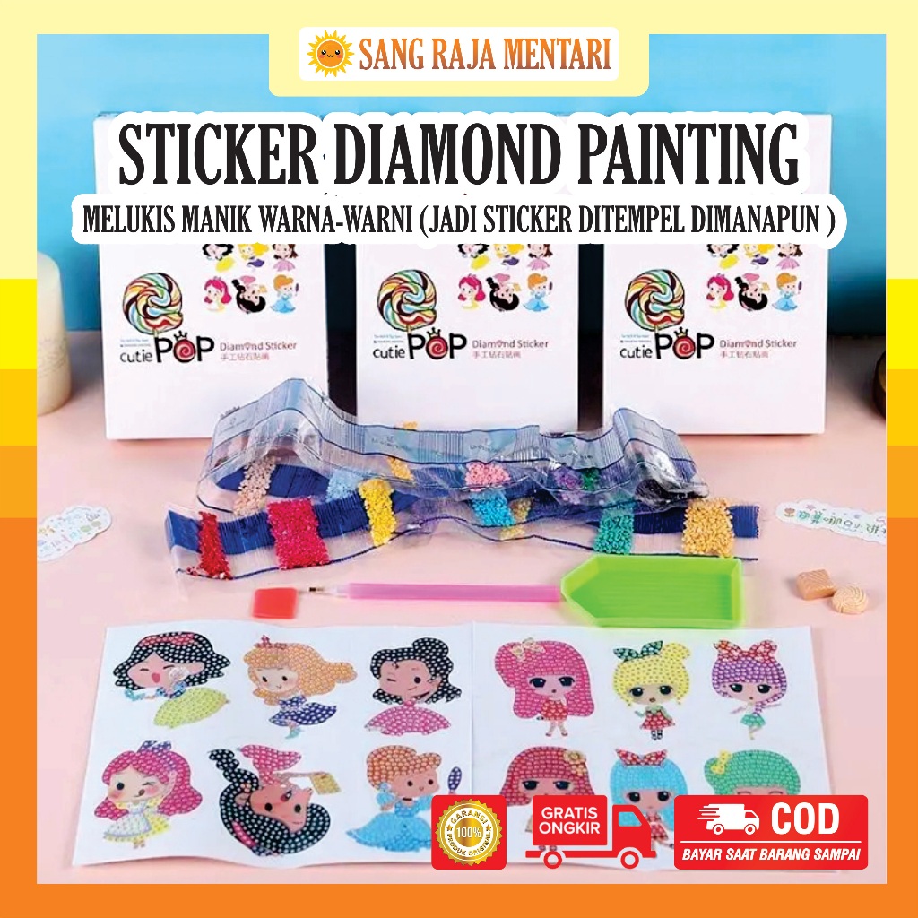 

Sticker Diamond Painting Cutie Pop Kit | Stiker DIY Melukis Manik Beads | Mainan Edukasi Anak