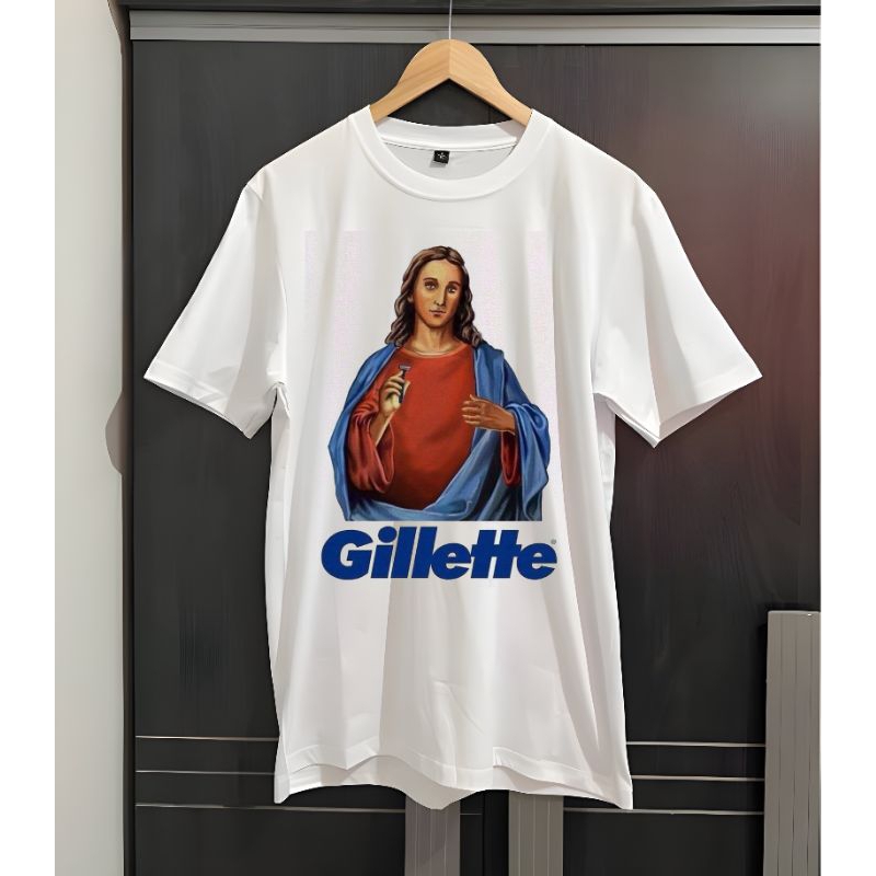 KAOS VINTAGE GILLETE JESUS KAOS LUCU KAOS UNIK