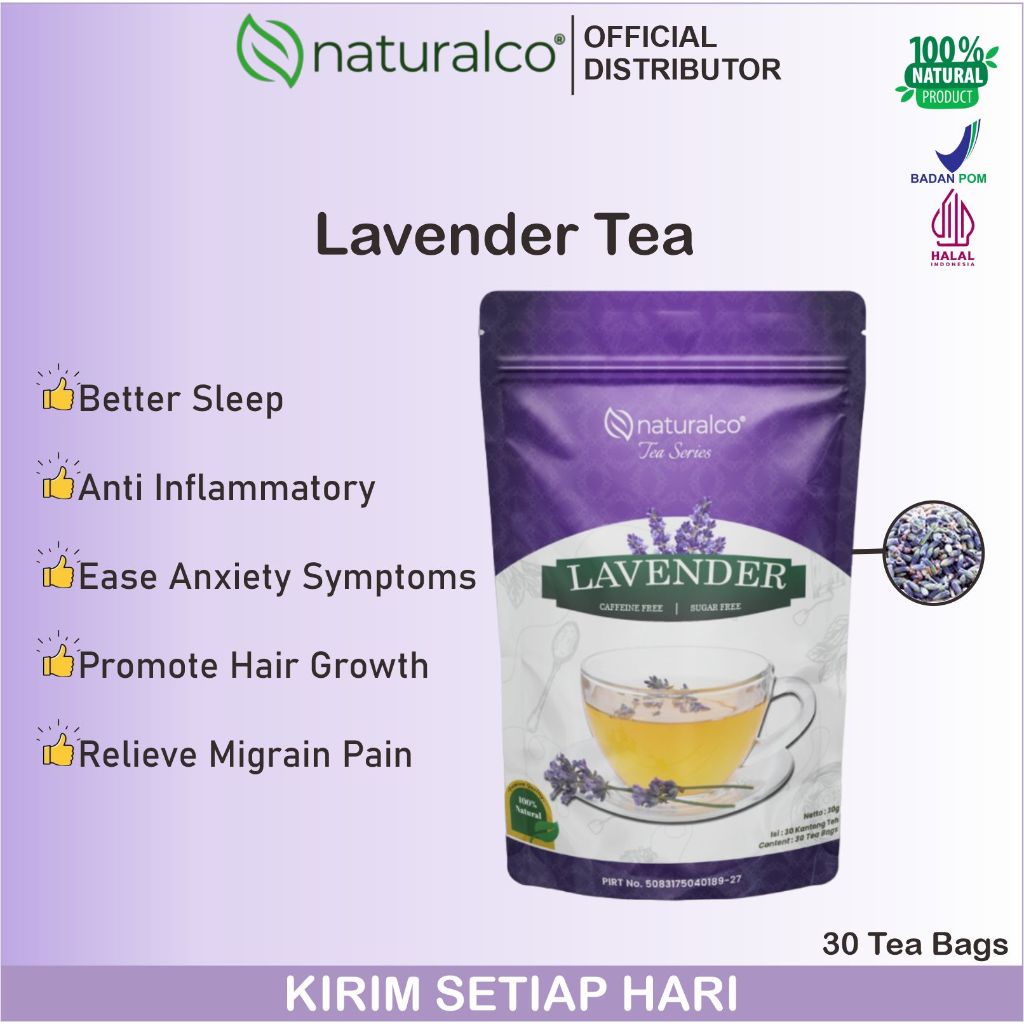 

Lavender Tea 30 Tea Bags NATURALCO/Teh Bunga Lavender 30 Kantong Teh Untuk Insomnia MURAH