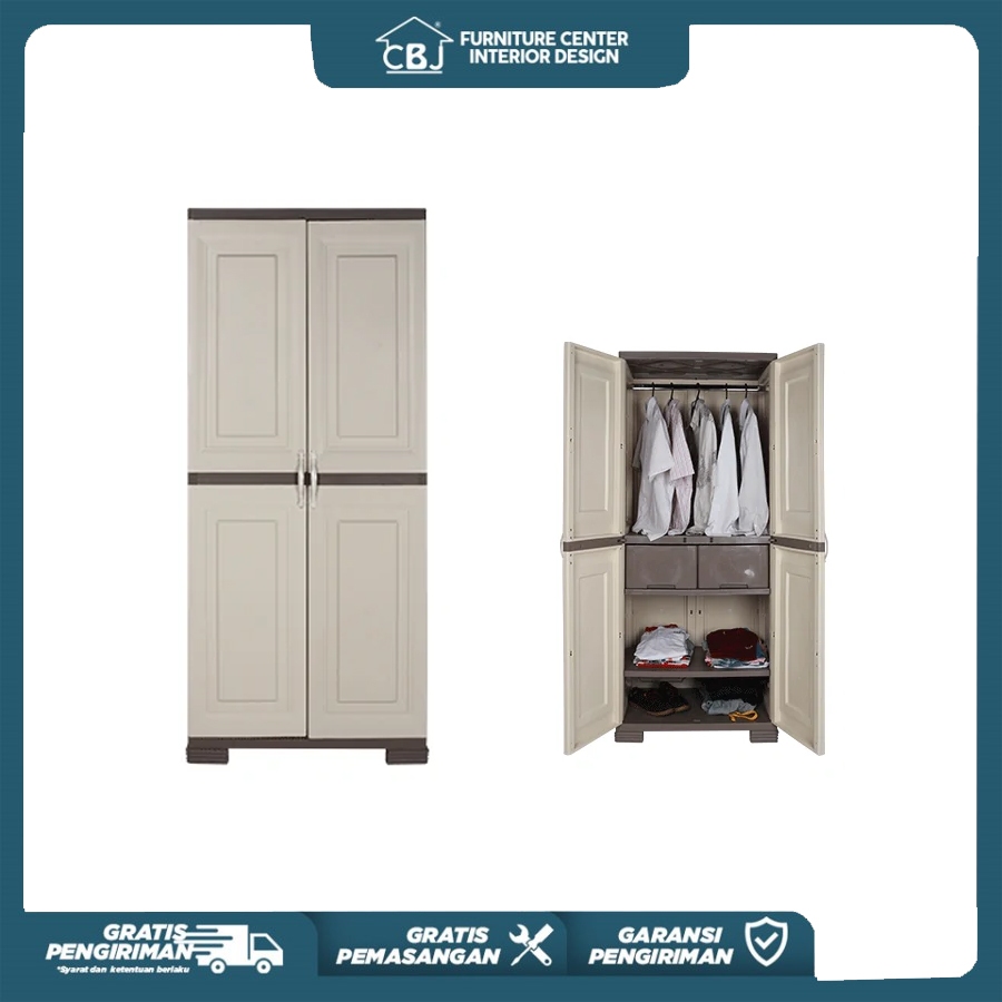 Lemari Pakaian 2 Pintu Olymplast Tanpa Kaca OMC FG
