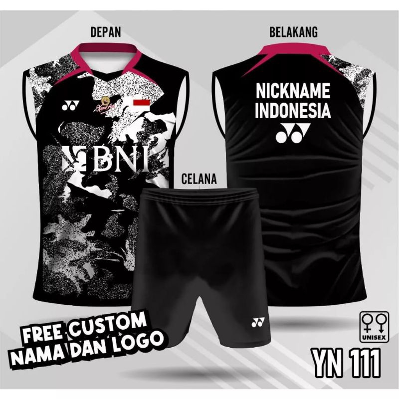 jersey set celana badminton bwf 2023 baju bulu tangkis tanpa lengan kaos badminton singlet jersey ba