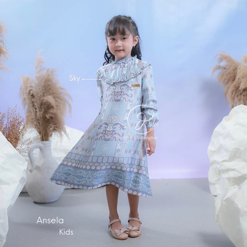 DYN Clothingline Ansel Koko &  Ansela Dress | Family Set | Fashion Muslim | Baju Muslim Couple | Sarimbit Keluarga-Sky Dress Kids