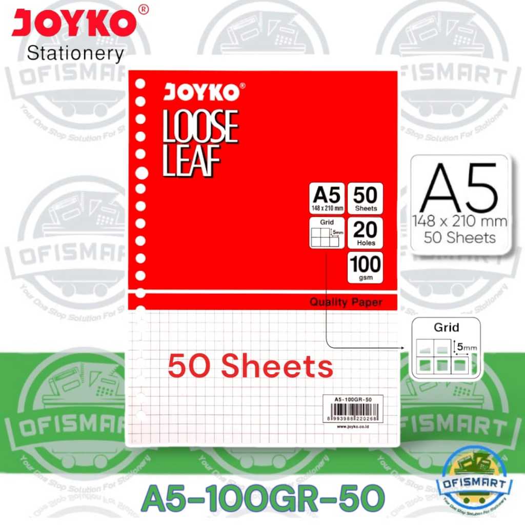 

Joyko Loose Leaf Kertas Isi File Binder A5 100GR-50 Grid