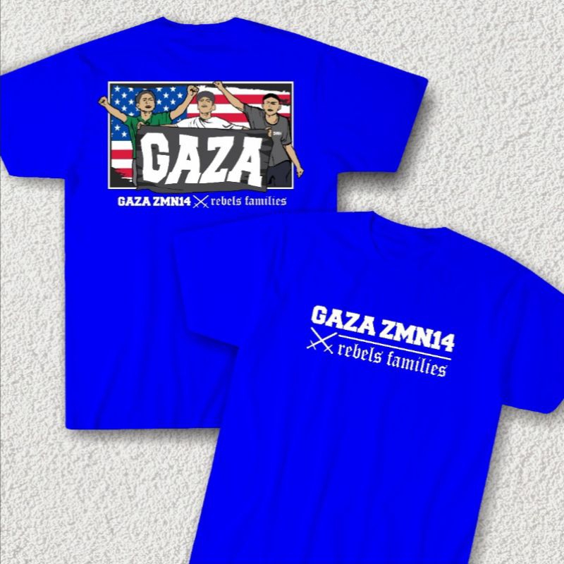 TSHIRT ZMN GAZA 14 X REBELS FAMILIES BLUE