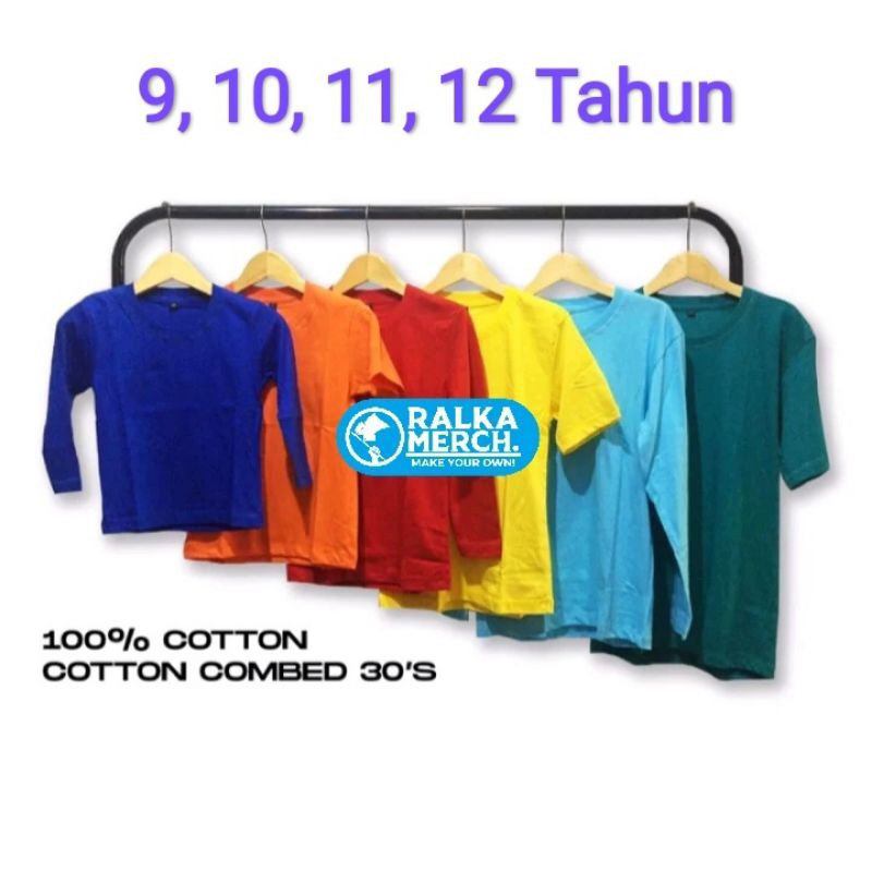 [XL & XXL] Kaos Oblong Anak | Polos Anak 9 Tahun | 10 Tahun | 11 Tahun | 12 Tahun | Kaos Polosan Dis