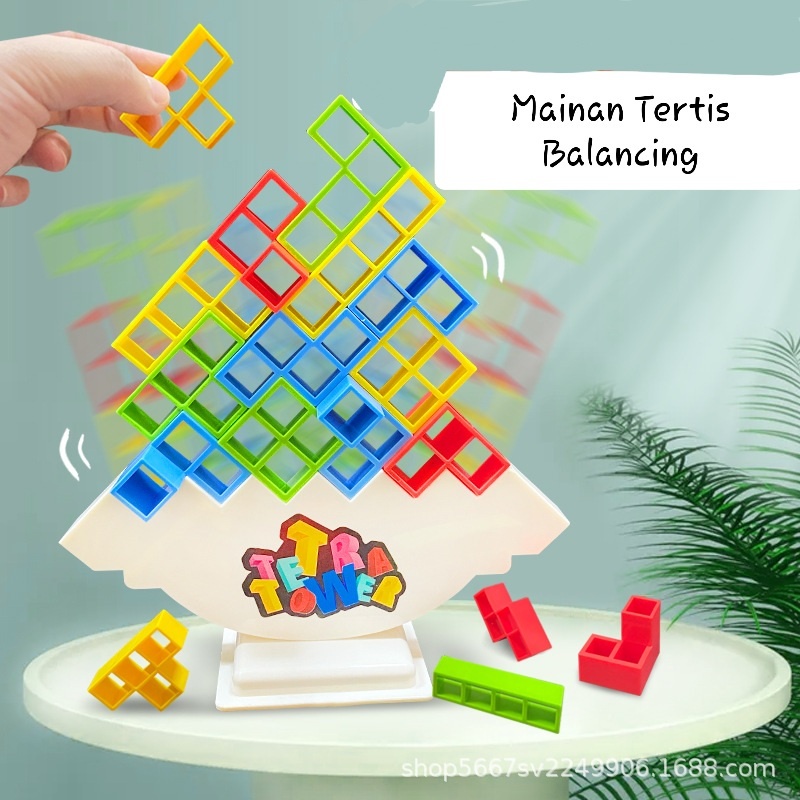 MS - Mainan Edukatif Anak Balancing Block Tetris Tetra Tower Games Fun Balok Susun