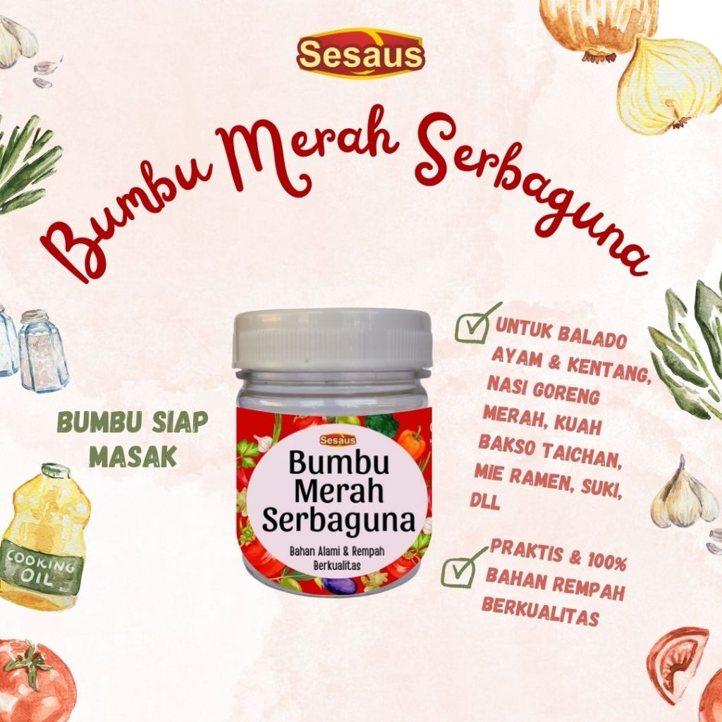

Bumbu Dapur Merah Serbaguna 100gr / Bumbu Bunda Serbaguna / Bumbu Dasar Merah