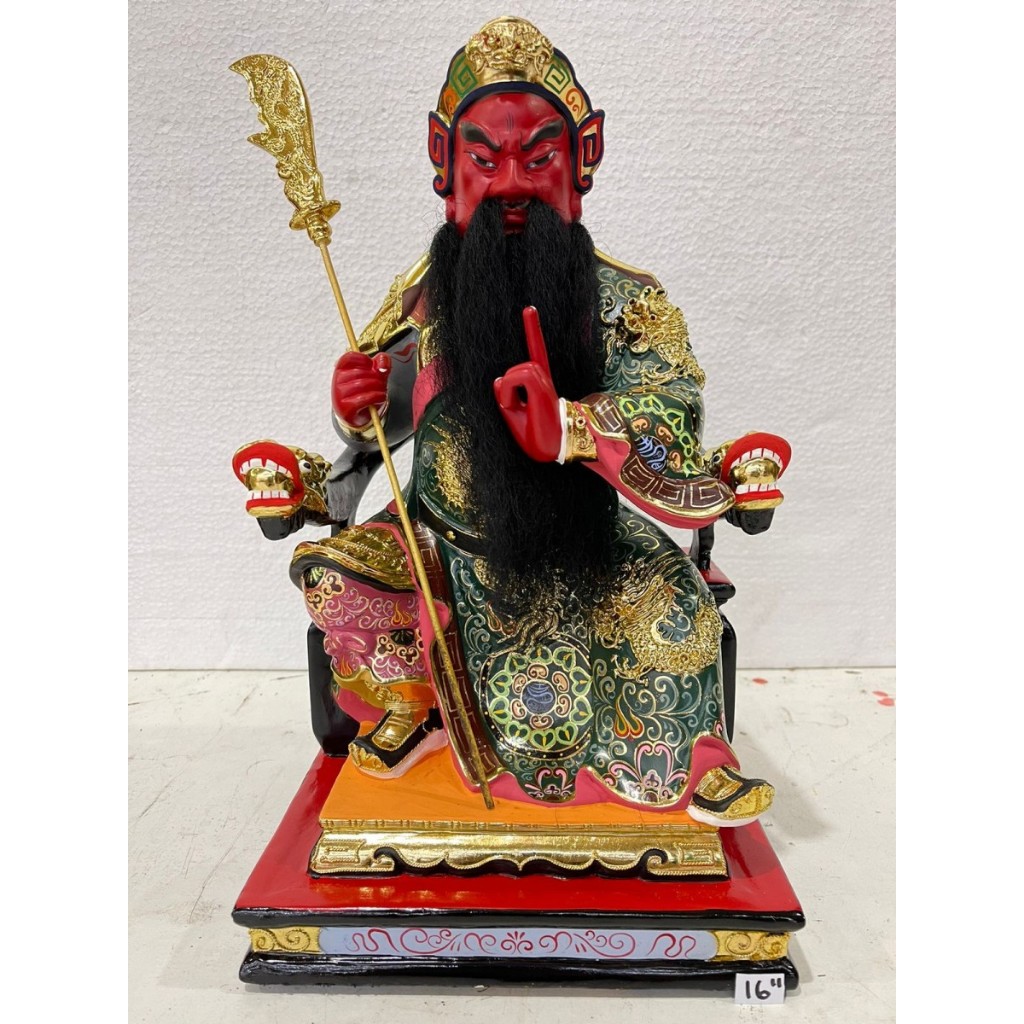 patung dewa kwan kung / kwan kong  -16 inch kayu - l24