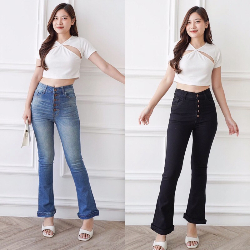 BIbsKarina Cutbray size 27-34 fit BB 40-80 kg celana cutbray jeans wanita celana highwaist cutbray w