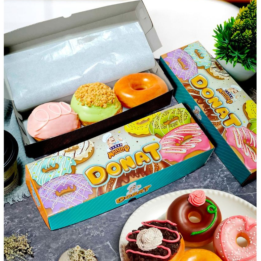 

Kardus Box Donat Isi 3 / Kotak Dus Box Donat Bomboloni Isi 3 / 27,5×9,5×5,5 cm