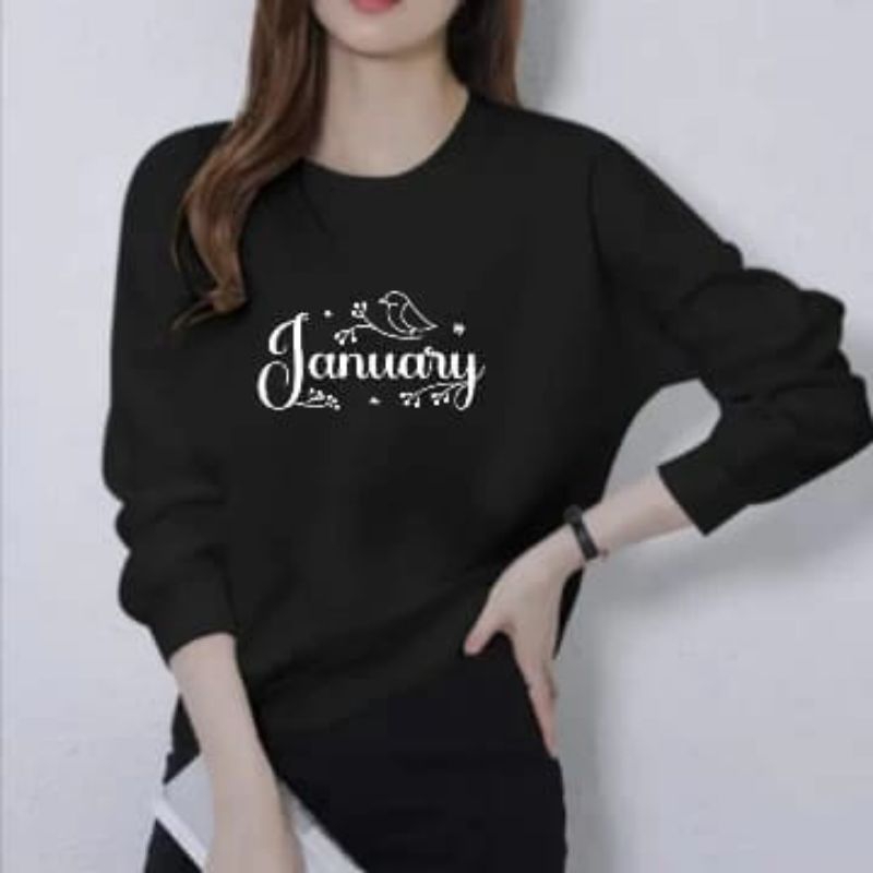 BAJU WANITA LENGAN PANJANG MANSET SABLON DIGITAL PRINTING TRENDY motif JANUARY