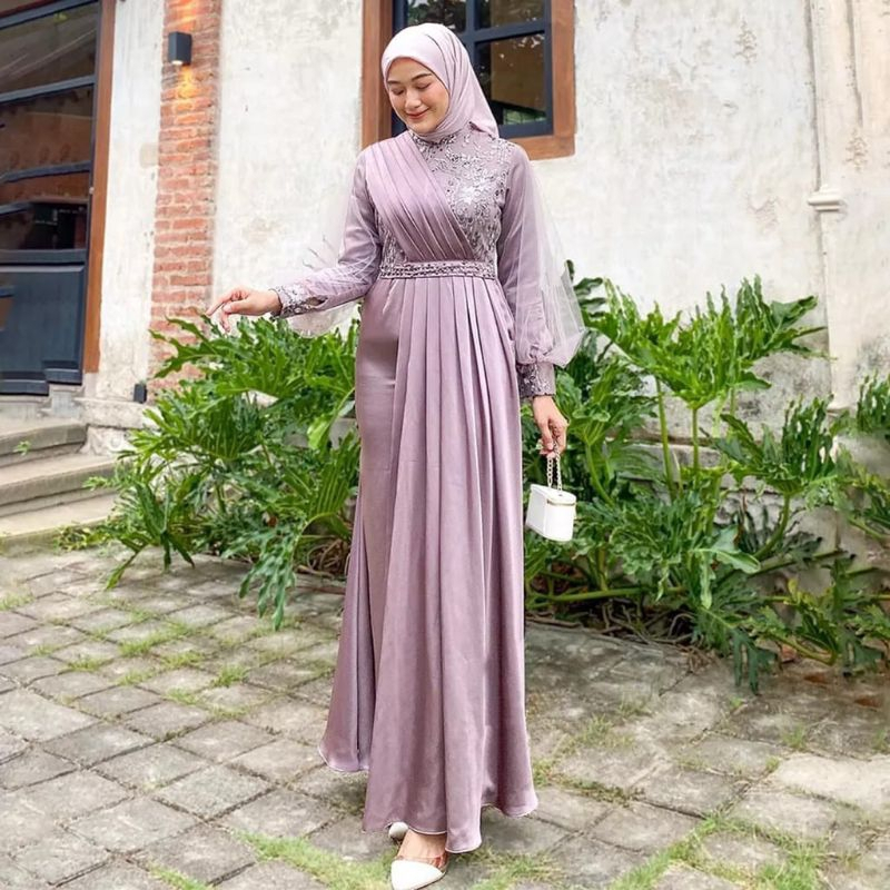 TERMURAH ADEVA DRESS BROKAT KOMBINASI / FASHION MUSLIM WANITA / GAMIS ADEEVA / BISA COD / ADA JUMBO 