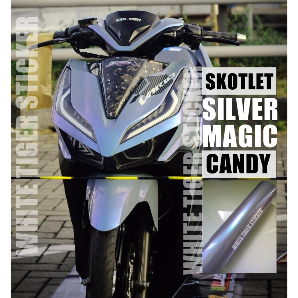 SKOTLET STIKER MOTOR SILVER LEMBAYUNG BLUE SCOTLITE SILVER LEMBAYUNG STIKER SILVER LEMBAYUNG