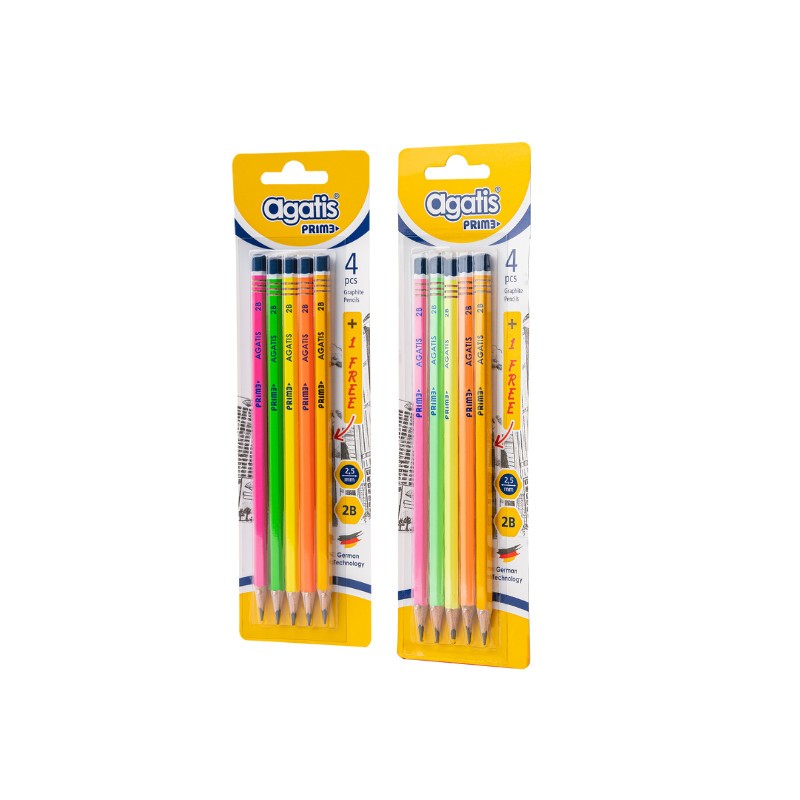 

Asaba Stationery - Agatis Prime Pensil Tulis 2B Neon & Pastel Blister Isi 5 Pcs