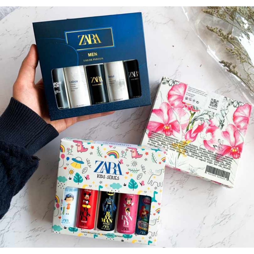 (TERBAIK FREE EMAS) PARFUM GIFT SET ZARA IMPORT 5IN1 TRAVEL SIZE 1 BOX ISI 5 ZARAA MAN ZARA KIDS ZAR