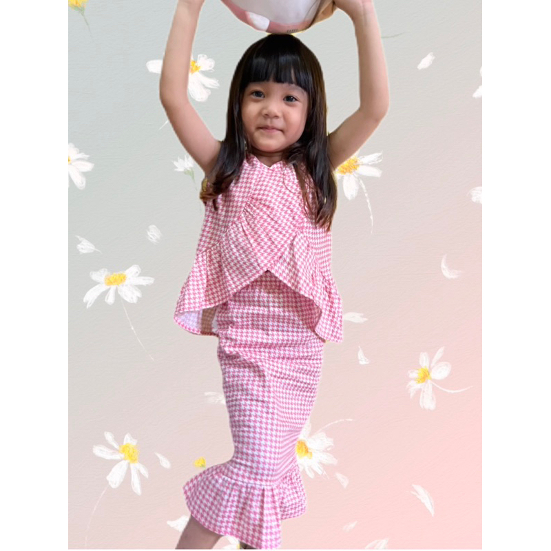 stelan baju anak perempuan rok duyung usia 3-4 tahun