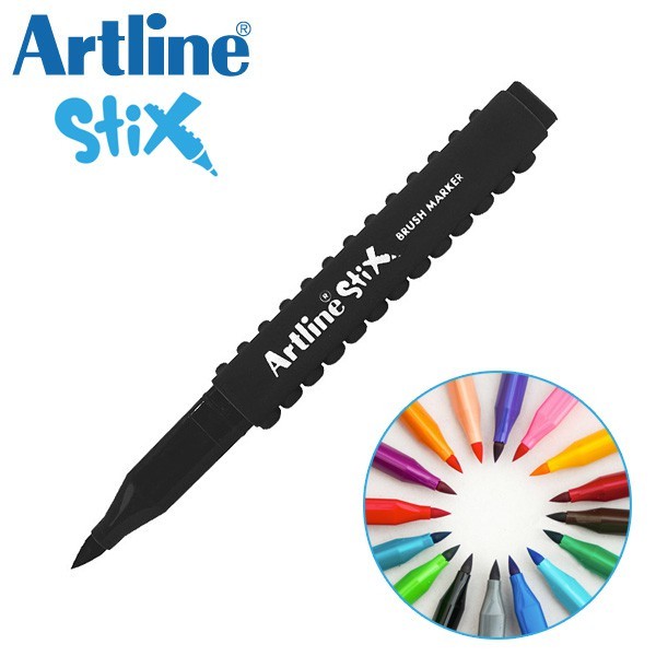 

Artline spidol stix brush marker ETX F - Spidol Kuas Kaligarafi Warna Warni
