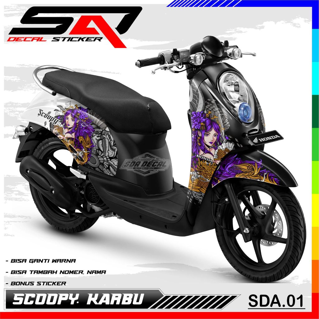 Decal Stiker Custoom Full Body SCOOPY KARBU - Dekal Sticker Variasi Motor SCOOPY KARBU SDA.01