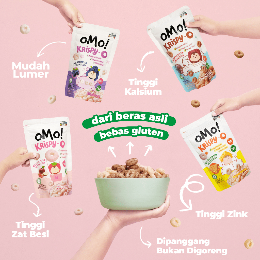 [NEW] OMO! Krispy - O | Rasa Apple Strawberry 15gr - Snack 8 bulan++