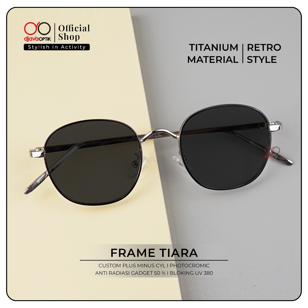 DJAVA OPTIK - Frame Tiara - Kacamata Photocromic Bulat Retro Titanium