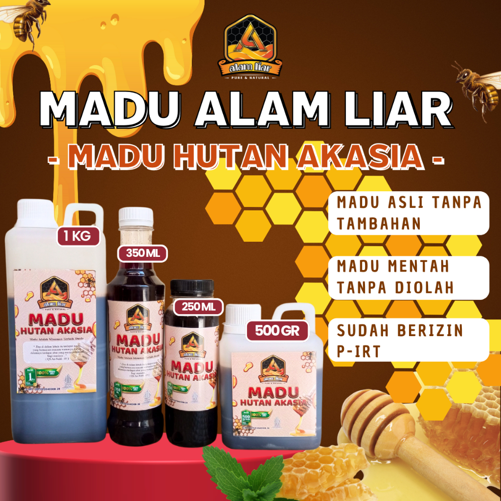 

Madu Hutan Akasia Madu Alam Liar 1 kg, 500 gr, 350 ml, 250 ml