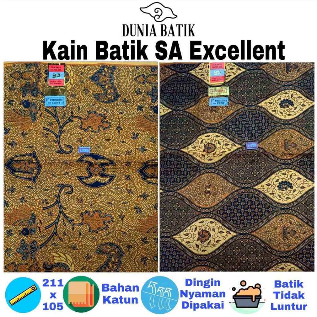 Kain Batik SA Excellent Jarik/Sewek Murah Premium Bahan Baju Dan Rok Batik Motif Bervariasi Dan Trad