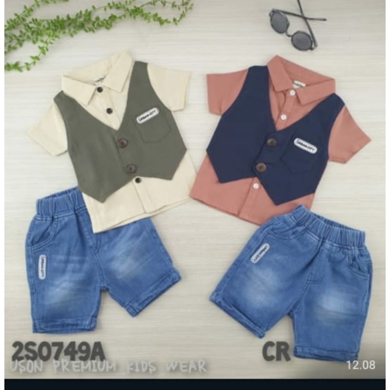 USON BABY SETELAN KEMEJA / HEM ROMPI ANAK LAKI-LAKI IMPORT 0-6BLN