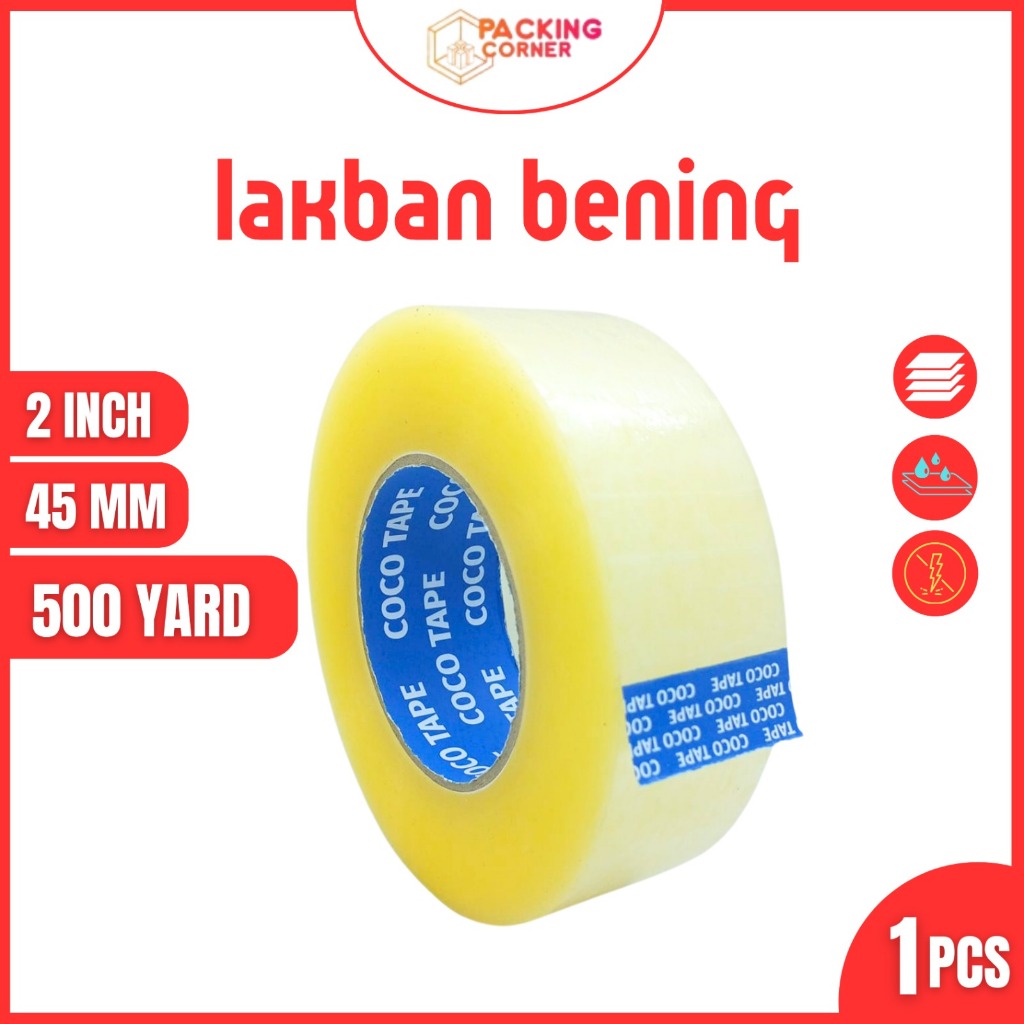 LAKBAN BENING 2 INCH 500 YARD 45MM 48MM 2" 500Y TAPE PLAKBAN ISOLASI