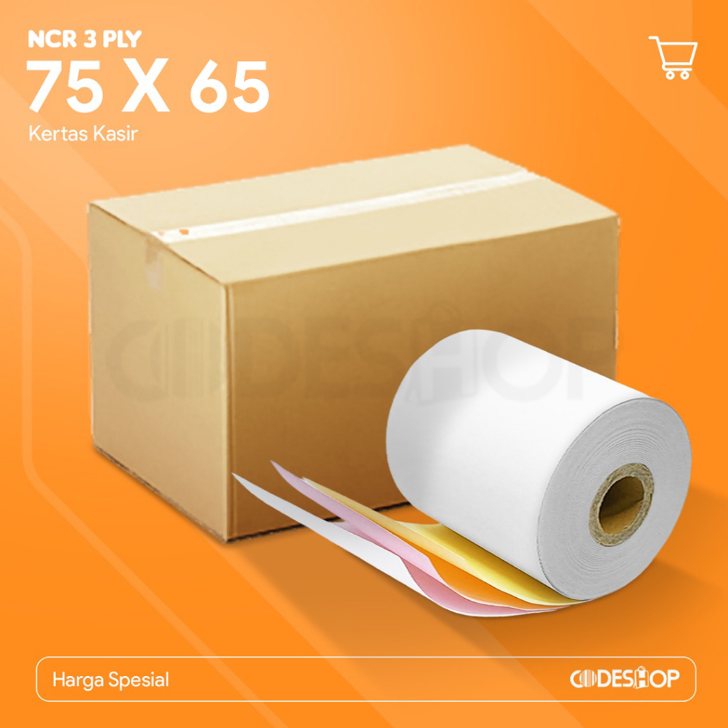 

1 Dus Kertas NCR 75x65 3ply Struk Kasir 75 x 65 mm HVS Printer 75x65mm
