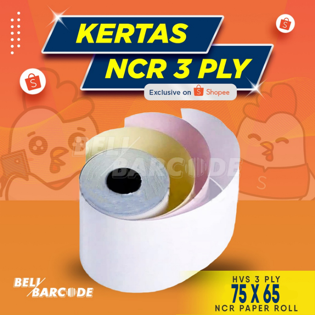 

Kertas HVS NCR 3 Ply 75x65 mm Struk Printer Dot Matrix 75 x 65 1 Dus