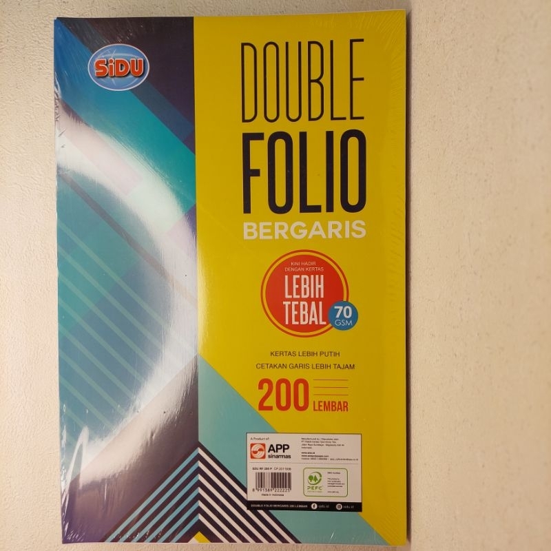 

Kertas Double Folio Bergaris 200 Lembar 70 GSM SIDU/PERPAK