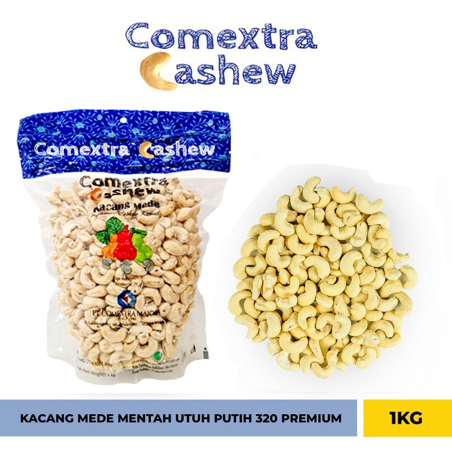 

Kacang Mede Comextra Mentah Utuh Putih 320 Premium 1 Kg - Cashew Mete Mente