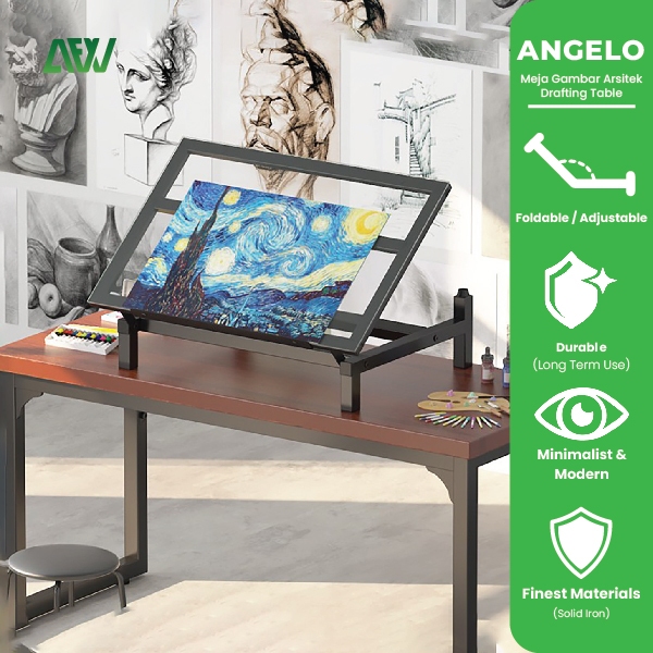 All For Work Meja Lukis ANGELO Meja Gambar Meja Lukis Kaca Tempered Meja Belajar Drafting Table