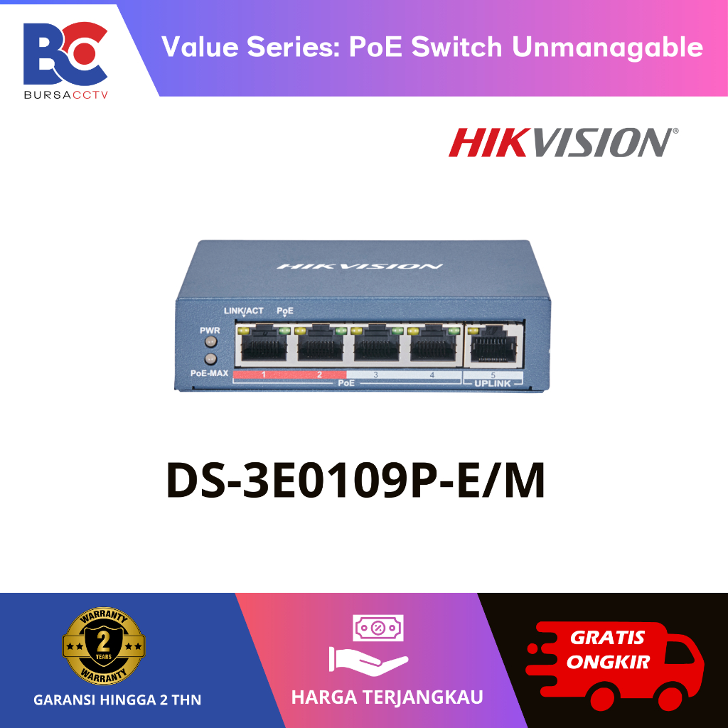Switch PoE 8 Port 8P Hikvision