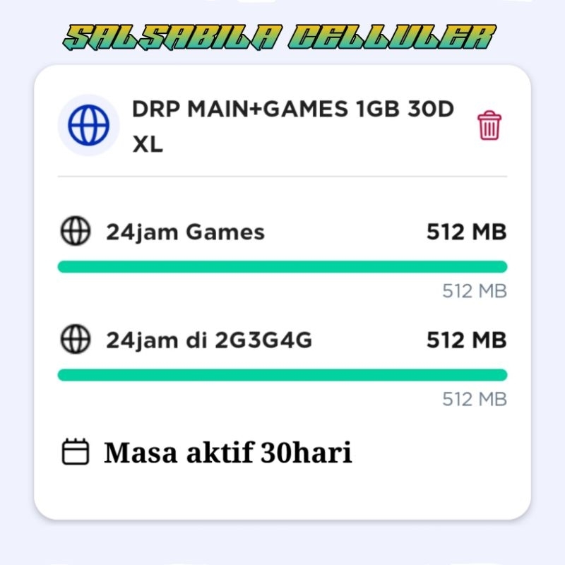 PAKET DATA XL DRP MAIN GAMES 1GB 30HARI (UNTUK GANDENG UNLIMITED VIDIO)