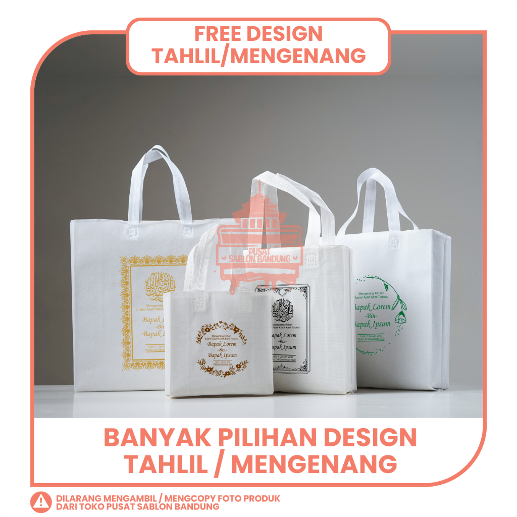 

TAS GOODIEBAG UNTUK TAHLIL/ MENGENANG KEMATIAN COSTOM (FREE DESIGN)
