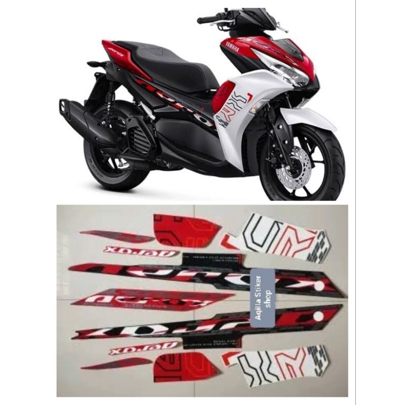 Striping sticker lis les decal polet orian standar motor Yamaha Aerox 155.tahun 2024 warna putih mer