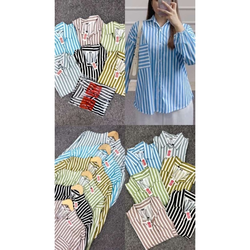 KEMEJA SALUR STRIPE UNIQLO WANITA